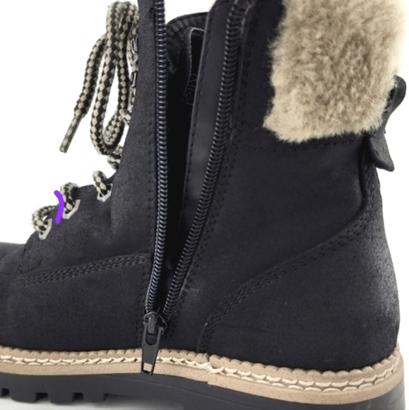 Steve Madden Astrixx Women's Ankle Boot Black Faux Fur Trim Side Zip Size EU 37 - Picture 7 of 15